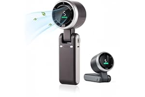 Fay Bless Ventilador de mano plegable, mini ventilador turbo de 5000 mAh, ventilador personal de bolsillo pequeño ajustable de 5 velocidades, tipo C, pantalla digital (negro)