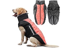 Idepet Abrigo para Perros Chaqueta cálida, Traje de Nieve Reflectante para Mascotas Deportes al Aire Libre Ropa Impermeable para Perros Chaleco para Perros Mediano Grande con Orificio para el arnés