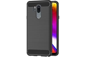 AICEK Etui kompatybilne z LG G7, czarna silikonowa osłona do LG G7 osłona zderzaka do LG G7 czarna obudowa z włókna węglowego (6,1 cala)