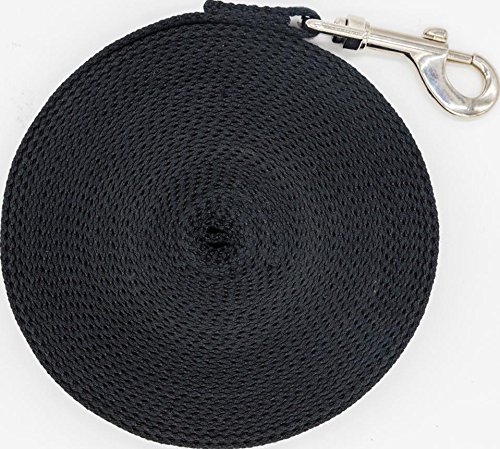 JustzonLong Dog Leash for Small Medium Large Dogs, Dog Training Leash for Outside Yard Obedience Recall Training or Camping (30-Feet) Black