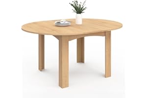 IDMarket - Table à Manger Extensible Ronde Dona 4-8 Personnes façon hêtre 110-150 cm