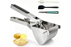 Potatispress i rostfritt stål, Spätzlepress, Stor kapacitet med rutschfritt silikongrepp, Diskmaskinssäker och rostfri, Potat