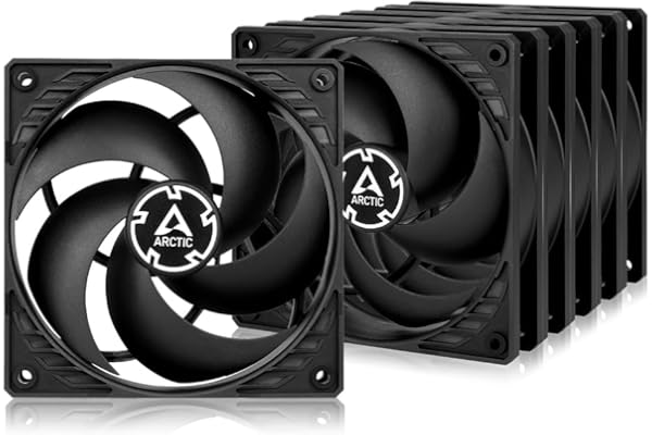 ARCTIC P12 PWM PST (5 Piezas) - Ventilador PC 120mm, Fan 120mm, Ventilador de Caja para CPU con PWM Sharing Technology (PST), Motor Muy Silencioso, 200–1800 rpm (0 rpm <5%) - Negro