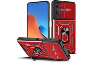 Loyhee Funda para Xiaomi Redmi 12 4G (6.79"), Protección de la Cámara Carcasa con Cubierta de Cámara Deslizante y Soporte de Anill PC Dura y TPU Silicone Anti-Choque Case – Rojo
