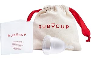 Ruby Cup - Reusable Menstrual Cup - Medium (Heavy Flow) - Clear - Includes Cup Donation - Perfect for Beginners - Safe and Convenient Reliable Alternative to Tampons & Sanitary Towels