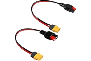 QIANRENON Złącze 12AWG 45A do XT60 żeński przedłużacz kabel panel słoneczny na złącze baterii litowej, adapter do zewnętrznego power banku, zestaw baterii litowych, 30 cm, 2 szt