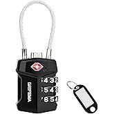 GRIFEMA GA1006 TSA Combination Padlock 3 Digit Flexible Cable Suitcase | Lock for Locker, Travel Luggage, Bags and Backpacks