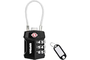 GRIFEMA Candado TSA con Combinación de 3 Dígitos, Cable Flexible para Maletas, Bolsos y Equipaje de Viaje (1 Unidad, GA1006)