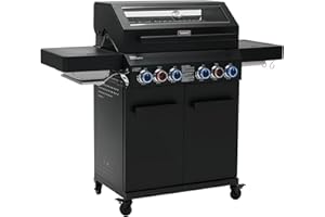TAINO PLATINUM YAMARA DARK 4+2 Gasgrill Stahl 4 Brenner Keramik Sear-Burner Keramik Backburner Piezo-Zündung Grillrost Gusseisen