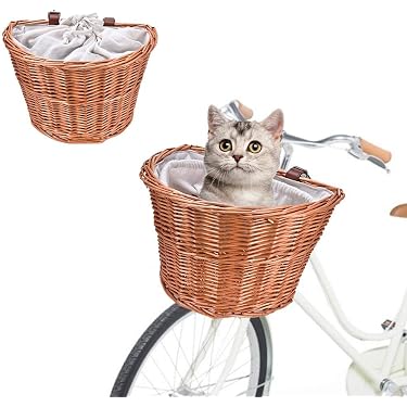 Cestino per bici per bambini, contenitore smontabile, comodo sedile anteriore per gatti e auto per accessori per biciclette, regalo mountain bike scooter (nero