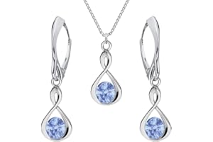 PANDA LUXURY JEWELLERY Schmuckset für Damen Unendlichkeit Ohrringe Silber 925 Hängend Kette Damen mit Anhänger Schmuck Set für Sie mit Kristallen Infinity Ohrringe Hängend und Halskette Mädchen Geschenk Handmade: ohrringe