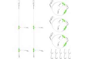 FOGCAYS 5pcs Sea Pulley Rigs - Single & Double Hooks Sizes 1 2/0 Pre-Tied Flatfish Rigs for Beach Casting, Sole/Whiting/Flounder/Plaice/Bass