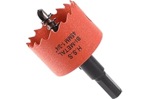 Dribotway 45mm 1-3/4'' Hole Saw, Bi-Metal Hole Saw Drill Bit High Speed Steel, Cutting Circular Holes, for Wood and Metal, Can Easily Drill Wood, Plastic, Plywood, Thin Metal