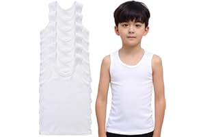 BAMU Kids Back to School Boys Girls 100% Cotton Vest Plain White Top Children Underwear Sizes 2-13 Years