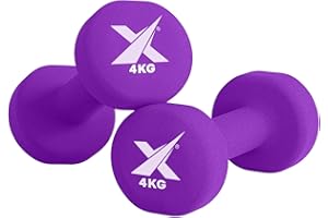 XN8 SPORTS Xn8 Dumbbells Set of 2, Non-Slip Neoprene Dumbbell Pair, Free Weights for Women & Men, Home Gym, Fitness, Aerobics, Strength Training, Ergonomic, 0.5kg to 10kg