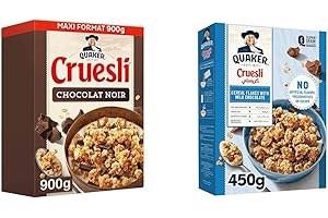 Quaker Céréales Complètes Chocolat Noir, La boîte de 900g & Cruesli Chocolat au Lait 450 g