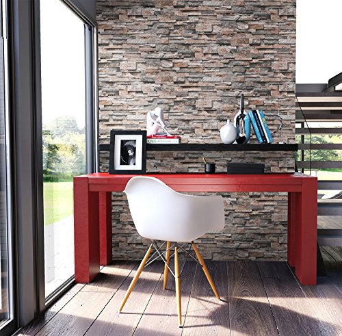 NEWROOM Steintapete Beige Vliestapete Braun Stein Muster Stein schöne moderne und edle Design 3D Optik , inklusive Tapezier Ratgeber - 4