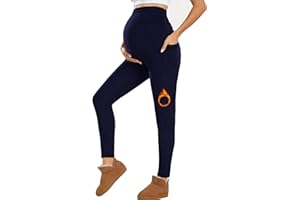 Farrobor Leggins Premaman Donna con Tasche Pantaloni Gravidanza a Vita Alta Morbidi Abbigliamento Premaman