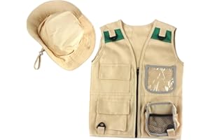 sharprepublic Costume d'Exploration Enfant Jeux Explorateur, Aventurier Kit Filet à Papillon Jouet d'Exploration, Cadeau pour Enfants Garçons Filles