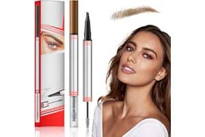 ‎COMEPEW 2In1 Augenbrauenstift mit Gel, 2025 Neu Microblading Augenbrauenstift, 2-in-1 Brow Pen and Sealing Brow Gel Wasserfester Magischer Eyebrow Pencil mit 4 Gabelspitzen (01#Hellbraun)
