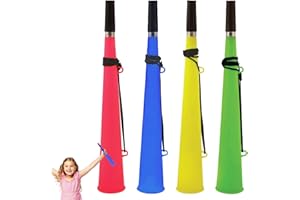 EUJRCF 4 Pieces Neon Woofer Horn with String –Loud Stadium Trumpet,Stadium Horn Trumpets Toy Kids Soccer Games Horns Noise Maker for Football Soccer Games,Funny Noise Makers Party Favors for Years Graduation