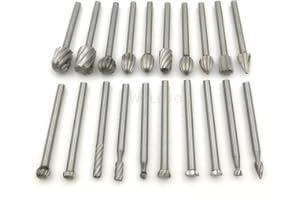 WOLOVO 20pcs Tungsten Carbide Rotary Burr Set with 3mm Shank for DIY Woodworking, Carving, Engraving, Drilling
