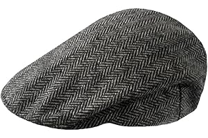 TOSKATOK Herren Schirmmütze Kariert Wollmischung Tweedkappe Flach