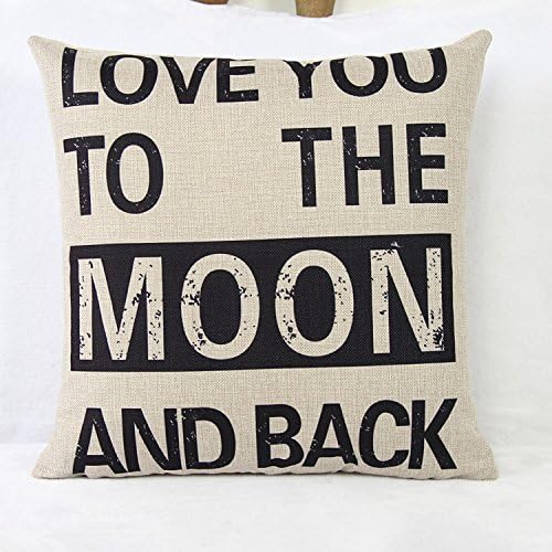 Luxbon Love You To The Moon And Back More Cushion Cover Cotton Linen Throw Pillow Case 18 x 18" 45x45cm