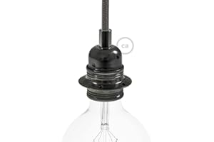 CREATIVE CABLES Kit Douille E27 en métal avec Double Bague pour Abat-Jour - Cylindrique, Perle Noire