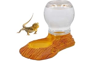MUALROUS Botella de agua para reptiles, dispensador de agua para hámster, cuenco de agua para alimentación automática de tortugas, plato de comida para reptiles, anfibios, tortugas y lagartos