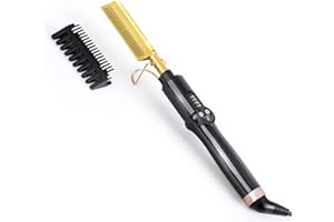 Ten-Tatent Hot Comb Hair Straightener Electric Straightening Comb, Single-Sided Portable Ceramic Beard Straightener Brush Anti-Scald Press Comb Ceramic
