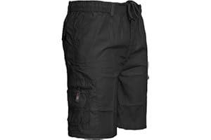 TURNHOUT Mens Knee Length Cotton Shorts Elasticated Waist Cargo Combat Pockets Summer Beach Pants S M L XL XXL 3XL