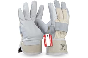 Gebol Worker | wytrzymałe rękawice robocze ze skóry | skórzane rękawiczki męskie | rozmiar XL (rozm. 10,5) | białe, 1 para