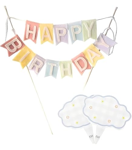 Kawailay 4e verjaardag taartdecoratie meisje - Happy Birthday regenboog cake topper wolken sterren taart deksel roze