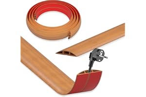 DIKARIYA DIKARYA Canalina Passacavi Pavimento Legno, 3Mx5cm Protezioni per Cavi a Pavimento Flessibile Copricavi Autoadesivo PVC Passacavo a Pavimento Canalina per Cavi di Alimentazione a Casa, Ufficio, Scuola