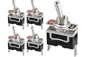 Heschen Interrupteur à bascule en métal C511A SPST maintenu ON/OFF 2 positions 15 A 250 V AC 2 languettes CE (5)