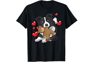 COLLIE DESIGN BY THEMBALOVE Border Collie Chien Avec Animal En Peluche T-Shirt