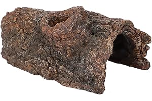 GANCON Reptile Hide Cave, Resin Simulation Tree Amphibians Reptile Hide Cave Landscape Accessories for Scorpion Lizard, Decoration Fish Tank Marine Decor Ornaments