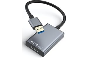 LQIESDD Adattatore USB a HDMI, USB 3.0/2.0 a HDMI 1080P Audio Video Adattatore Cavo di espansione/specchio multimonitor Grafica Convertitore per PC/Laptop/HDTV Compatibile con Windows XP/7/8/8.1/10/11/Android