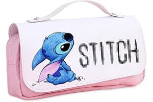 Newtic Stitch Pencil Case Pencil Case Stitch Stitch Stationery Pencil Case for Girls Pencil Case Big Capacity 2 Compartments School Office Stitch Pencil Case for Girls