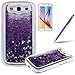 Produktbild Galaxy S3 Glitzer Hülle, Felfy Samsung S3 Neo Kreativ Luxury Flüssig Fließende Sparkly Bling Stern Lila Quicksand Haut Tasche Back Case Cover Etui + 1x Lila Metall Stylus Touch Pen + 1x Displayschutzfolie