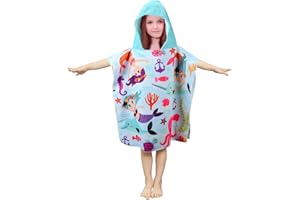 JORAKI Poncho da Bagno per Bambini, Asciugamano da Spiaggia Per Bambini con Cappuccio Telo Mare in Microfibra per Spiaggia Bagno Doccia Nuotare Piscina Accappatoio per Ragazze Ragazzi 2-8 Anni