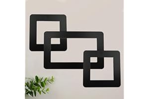 DWUENT Socket Surround, 1 Count 17.5cm x 9cm and 2 Count 8.6cm x 8.6cm Acrylic Finger Plate Panel，Self-Adhesive Black Surround Frame Cover for Light Switch and Wall Socket, Home and Office Wall