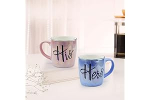 U & U UNIQUE UTILITIES Ceramic Coffee Mugs Set of 2 Couple Coffee Mug Set Gift for Couples Microwave & Dishwasher Safe Coffee Cups (Pink-Blue) 350 ML