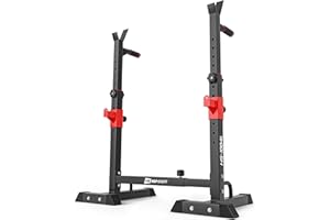 ‎HS HOP-SPORT HOP-SPORT Langhantelständer, Verstellbarer Hantelständer mit Sicherheitsablage und Dip-Stangen für Homegym, Stabiler Squat Rack für Langhanteltraining, Max. Belastbarkeit 250 kg
