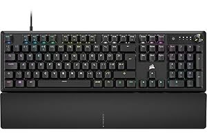 CORSAIR K70 CORE RGB Mechanical Wired Gaming Keyboard with Palmrest – Pre-Lubed MLX Red Linear Switches, SOCD, ABS Painted Keycaps, Sound Dampening, Media Control Dial, QWERTY UK – Black