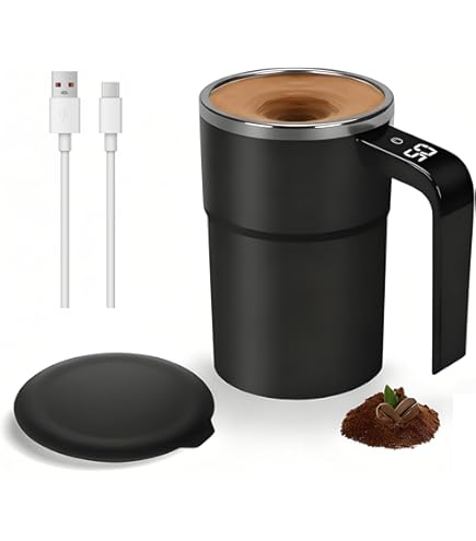 Koffiekopje met roerfunctie, automatisch zelfroerend koffiekopje, automatisch roerbaar koffiekopje, magnetische roerkoffiemok, 350 ml, voor thuisgebruik, in (roze