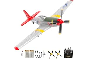 Fisca P51D RC Aereo – Modello telecomandato 4 CH con motore ad alta velocità, sistema di stabilizzazione Xpilot & acrobatica – per bambini (argento)