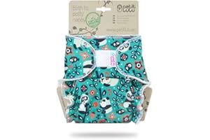 ‎PETIT LULU Petit Lulu One Size Höschenwindel (5-16 kg) Klett | Fluffy Organic | Bambus natürliche wiederverwendbare Stoffwindeln | Ohne Polyester (Panda)