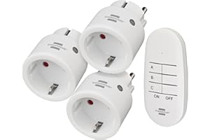 Brennenstuhl Comfort-Line Funksteckdosen-Set Mini 3+1, 3er Funkschalt-Set (Innenbereich, mit Handsender und erhöhtem Berührungsschutz) weiß